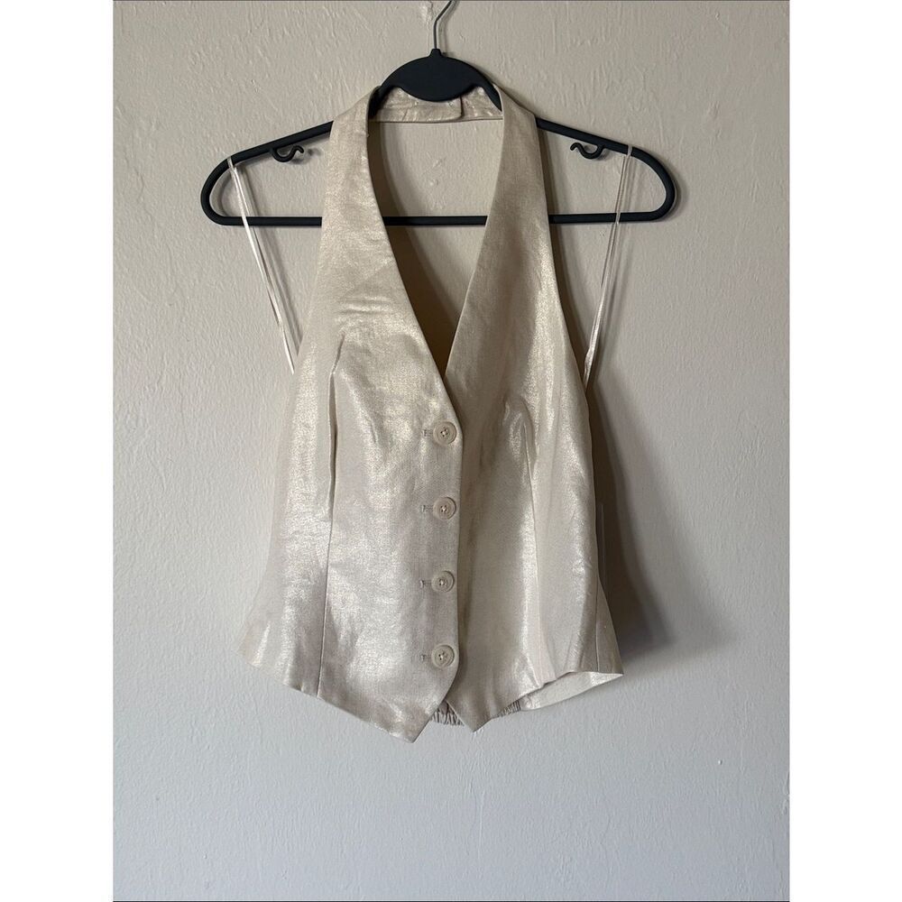 DKNY - Shimmery Ivory Halter Vest